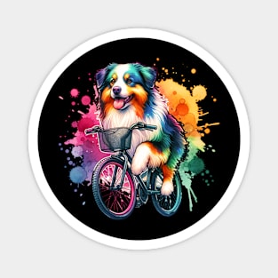 Watercolor Australian Shepherd Cycling Magnet